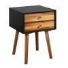 Mid-Century Wooden Multipurpose End Table with 2 Storage Drawers