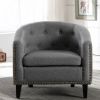 PU Leather Tufted Barrel ChairTub Chair for Living Room Bedroom Club Chairs