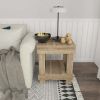 Rustic Wood Square End Table with Shelf