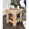 Rustic Wood Square End Table with Shelf