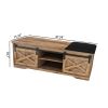 WESOME 47 Inch Modern Farmhouse Sliding X Barn Door Litterbox Bench with Entry Cutout;  Shoe Bench Multi-color Option