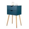 Set of 2 Wooden Modern Nightstand with 2 Drawers and 4 Solid Splayed Legs, Living Room Bedroom Furniture