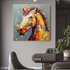 Hand Painted Oil Painting Palette Kinfe Horse Wall Art Original Animal Painting On Canvas Boho Wall Decor Abstract Modern Painting Large Impressionism