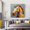 Hand Painted Oil Painting Palette Kinfe Horse Wall Art Original Animal Painting On Canvas Boho Wall Decor Abstract Modern Painting Large Impressionism