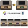 54.33" Rattan TV cabinet with variable color light strip, double sliding doors for storage, adjustable shelf, metal legs, TV console for living room ,