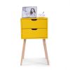 Set of 2 Wooden Modern Nightstand with 2 Drawers and 4 Solid Splayed Legs, Living Room Bedroom Furniture