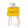 Set of 2 Wooden Modern Nightstand with 2 Drawers and 4 Solid Splayed Legs, Living Room Bedroom Furniture