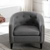 PU Leather Tufted Barrel ChairTub Chair for Living Room Bedroom Club Chairs