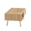 41.34" Rattan Coffee table, sliding door for storage, solid wood legs, Modern table for living room