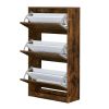 [New Design] Three-tier wooden shoe cabinet for storing 18-20 pairs of shoes-Grey