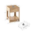 15.75" Rattan End table with drawer, Modern nightstand, side table for living roon, bedroom