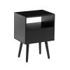 15.75" Rattan End table with drawer and solid wood legs, Modern nightstand, side table for living room, bedroom