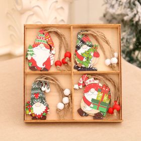 12 Wood Box Wooden Christmas Car Small Pendant Ornaments Santa Claus Decorations (Option: Style 2)