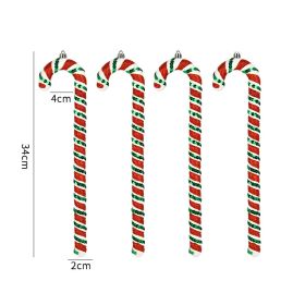 Red White And Green Painted Glitter Crutches Photography Shooting Props Christmas Decorations (Option: 34cm Red White Green 4pc)