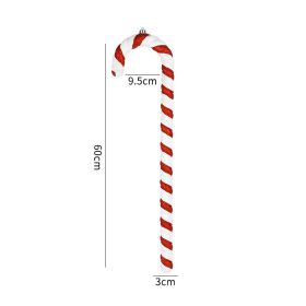 Red White And Green Painted Glitter Crutches Photography Shooting Props Christmas Decorations (Option: 60cm Red White Cane 1pc)