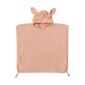 Children's Cotton Gauze Hooded Bath Towel (Option: Lotus Root Pink Rabbit Ears)