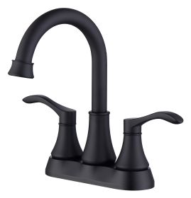 4-inch Double Handle Bathroom Basin Faucet (Option: Matte Black BH)